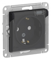 ATLASDESIGN AQUA РОЗЕТКА с заземл. со шторк с крышк., 16А, IP44, механизм, КАРБОН Systeme Electric ATN441046