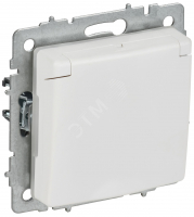 BRITE Розетка 1-местная с заземлением с защитными шторками и крышкой 16А IP44 РСбш10-3-44-БрАБ арктический белый IEK BR-R16-16-44-K91