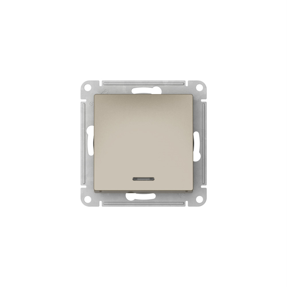 ATLASDESIGN 1-клавишный ПЕРЕКЛЮЧАТЕЛЬ с подсветкой, сх.6а, 10АХ, быстрозажимные клеммы, ШАМПАНЬ Systeme Electric ATN000563S