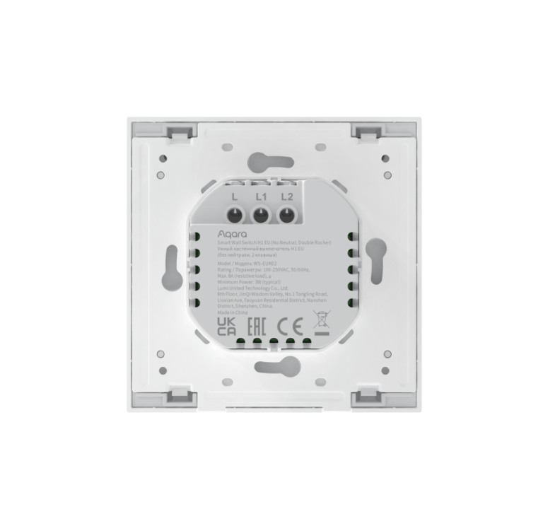AQARA Умный настенный выключатель H1 EU(без       нейтрали, 2 клавиши), модель WS-EUK02, цвет:      графит Aqara WS-EUK02_graphite