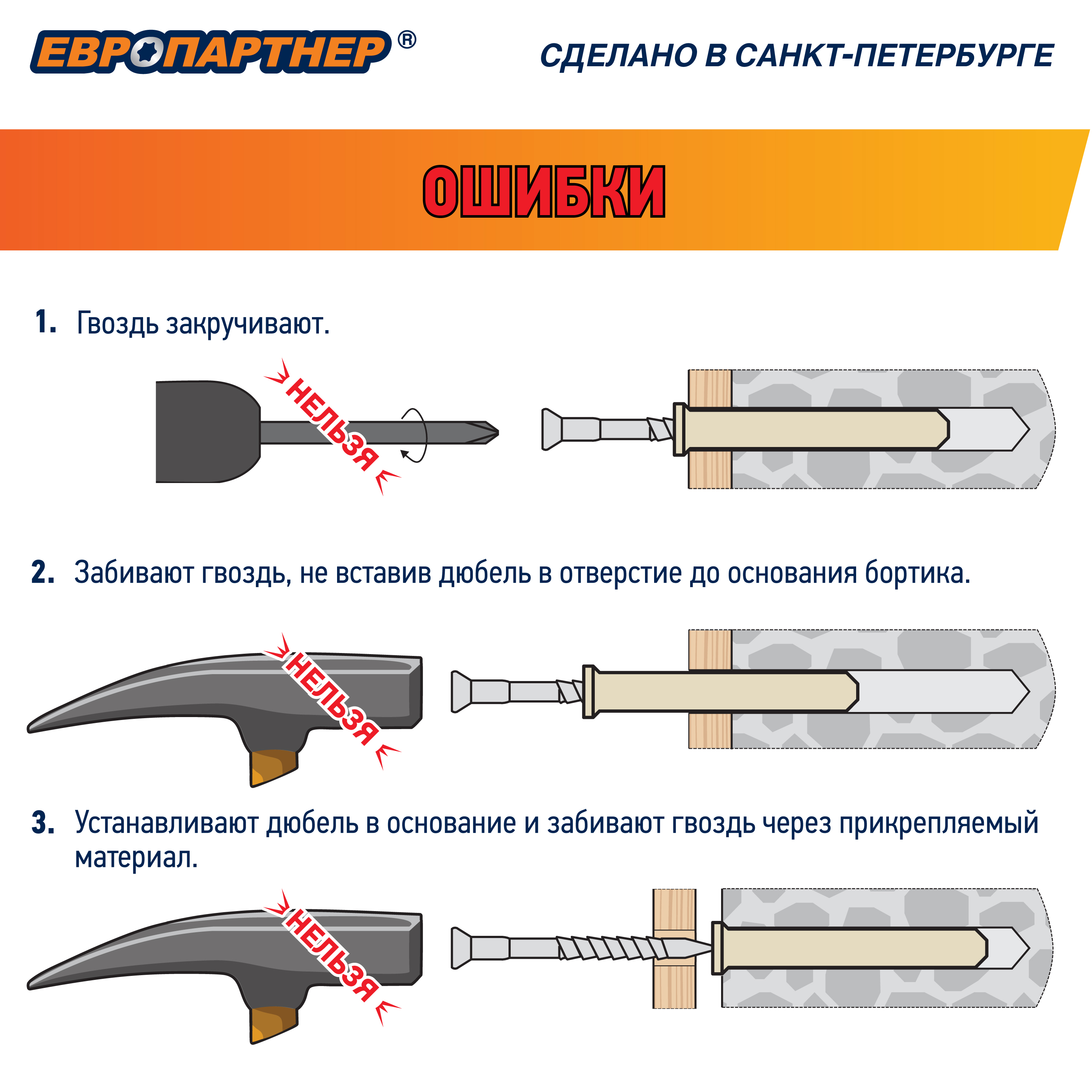 Дюбель-гвоздь с потайной манжетой PDG UK 6x40 (150шт) Европартнер 76091187