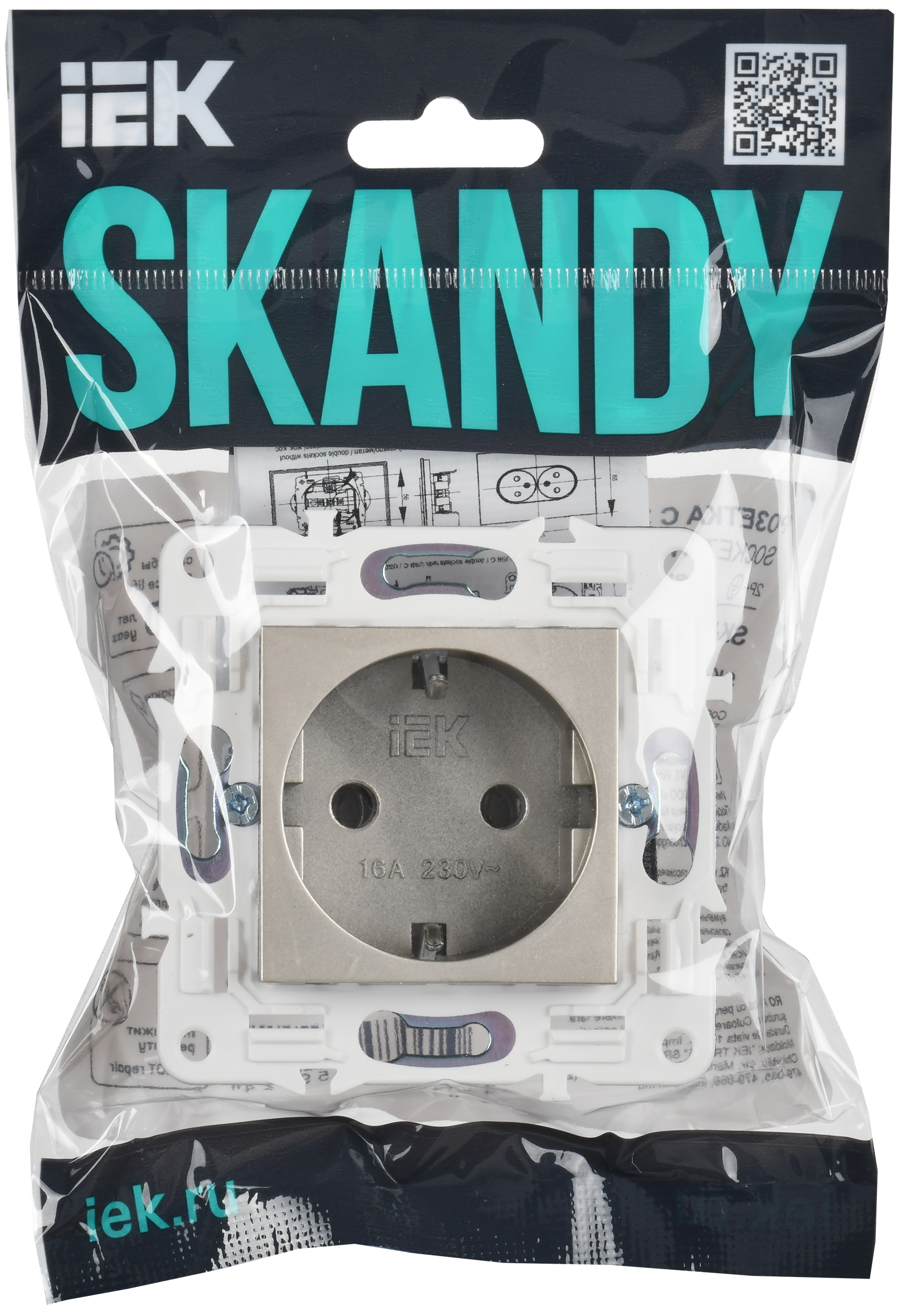 SKANDY Розетка с заземлением без защитных шторок 16А SK-R05Sh шампань IEK SK-R11-16-K37