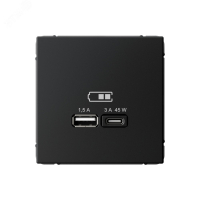 ARTGALLERY USB розетка A + тип-C 45Вт высокоскор.заряд. QC, PD, механизм, карбон Systeme Electric GAL001029