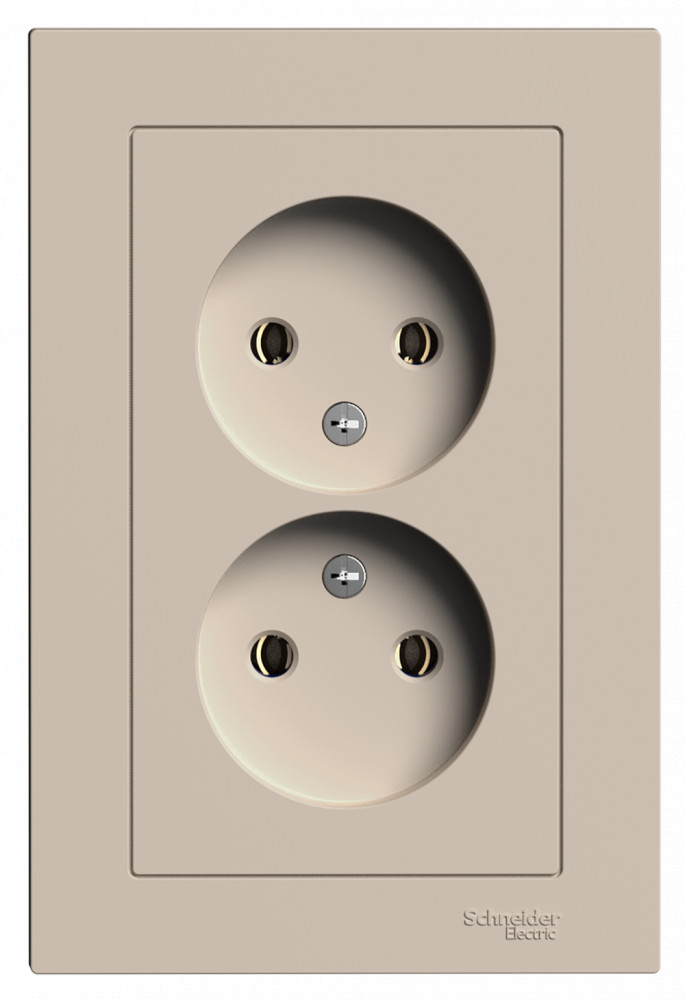 ATLASDESIGN РОЗЕТКА двойная без заземления,16А, в сборе, ПЕСОЧНЫЙ Systeme Electric ATN001220