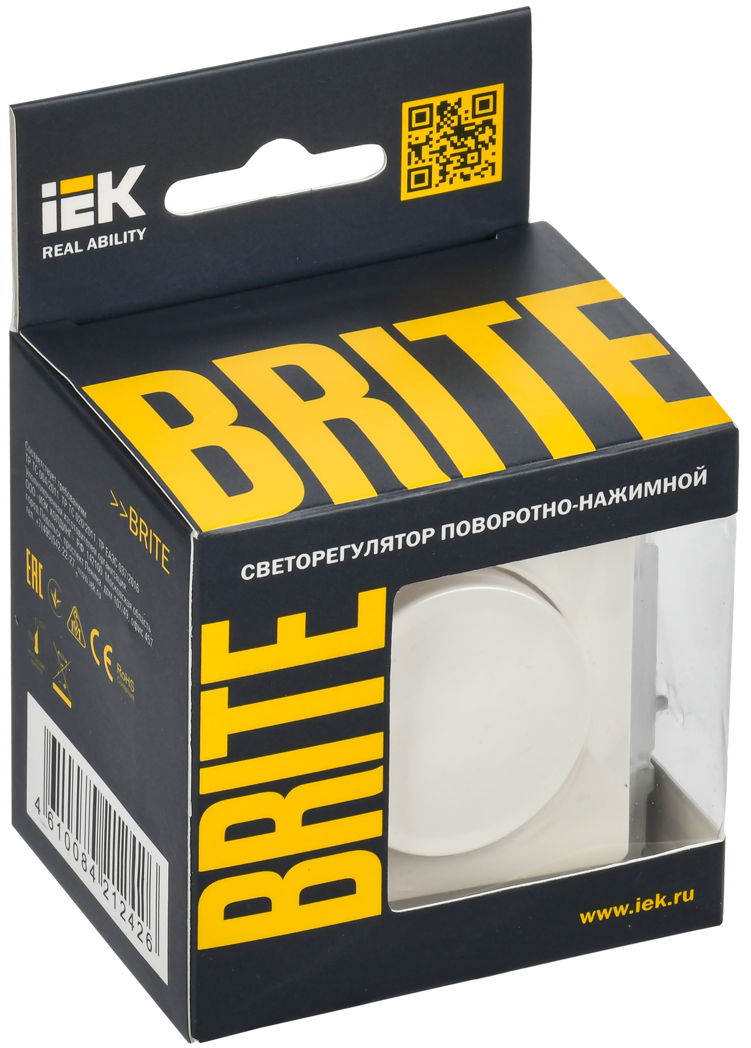 BRITE Светорегулятор поворотно-нажимной 600Вт СС10-1-0-БрБ белый IEK BR-D20-0600-K01