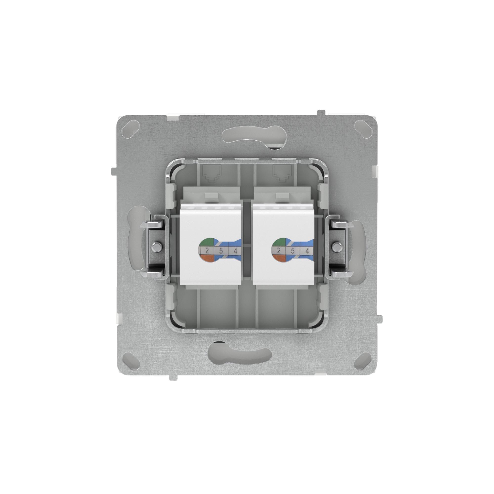 Компьютерная розетка RJ-45 без шторки, кат.5е двойная, KANT, белая магнолия DKC 7000664