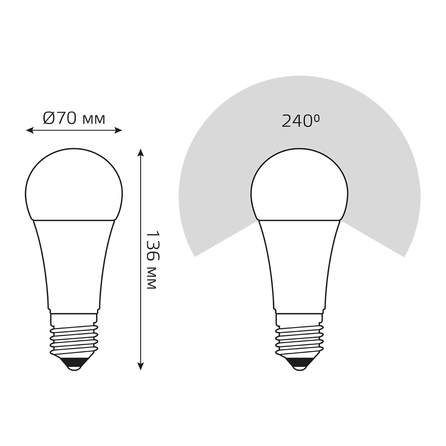 Лампа светодиодная LED 25 Вт 2100 лм 4100К А70 груша нейтральный E27 AC 220В Elementary Gauss GAUSS 73225