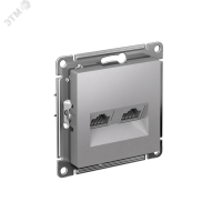Розетка ATLASDESIGN двойная компьютерная RJ45+RJ45 категория 5E механизм алюминий Systeme Electric ATN000385