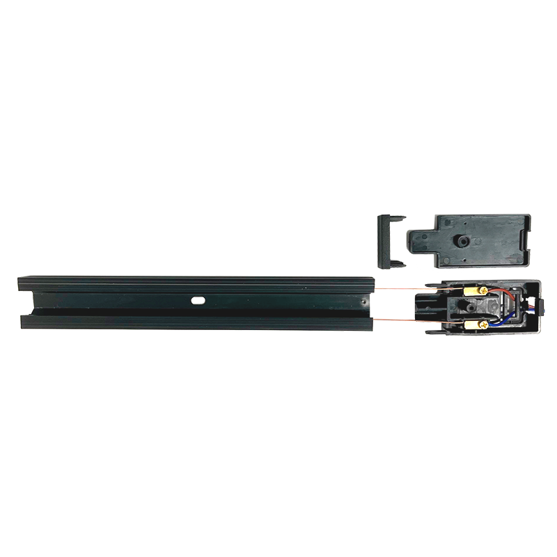 Шинопровод черный (пластик) 2м PTR P 2M-BL с токоподводом и заглушкой JazzWay 5052031