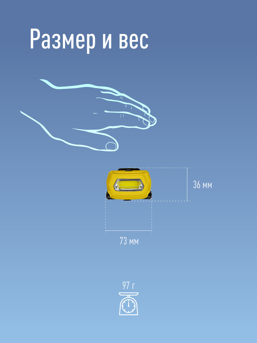 Фонарь налобный аккумуляторный, 3W COB LED, аккумулятор 3,7V 800mAh, 210Lm, 6 часов Космос KOC-LiPoH3WCOB