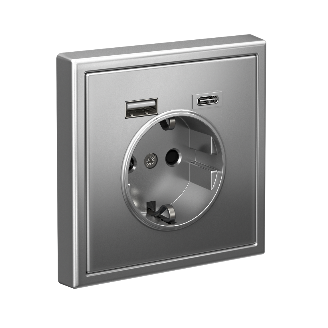 ARTGALLERY розетка 16А с 2 USB A+C, 5В/2,4А/3,0А, 2х5В/1,5А, механизм, сталь Systeme Electric GAL000932