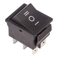 Выключатель клавишный 250V 15А (6c) ON-OFF-ON черный с нейтралью REXANT 36-2370