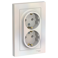 Розетка ATLASDESIGN двойная с заземлением 16А в сборе жемчуг Systeme Electric ATN000424