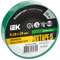 Изолента ПВХ зеленая 19мм 20м IEK UIZ-20-10-K06