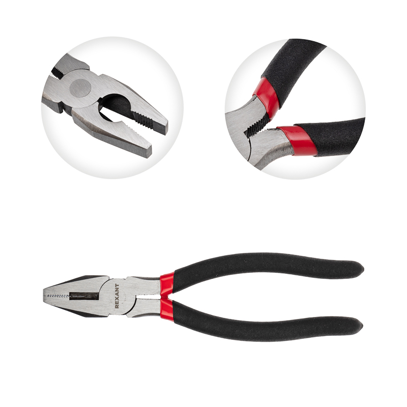 Плоскогубцы комбинированные 200 мм, обливные рукоятки, REXANT 12-4613-1