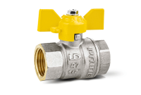 Кран шаровый латунный никелированный 11б27п Ду15 Ру40 (1/2') ВР/ВР бабочка GAS LD Pride 47.15.В-В.Б GAS LD 47.350.15