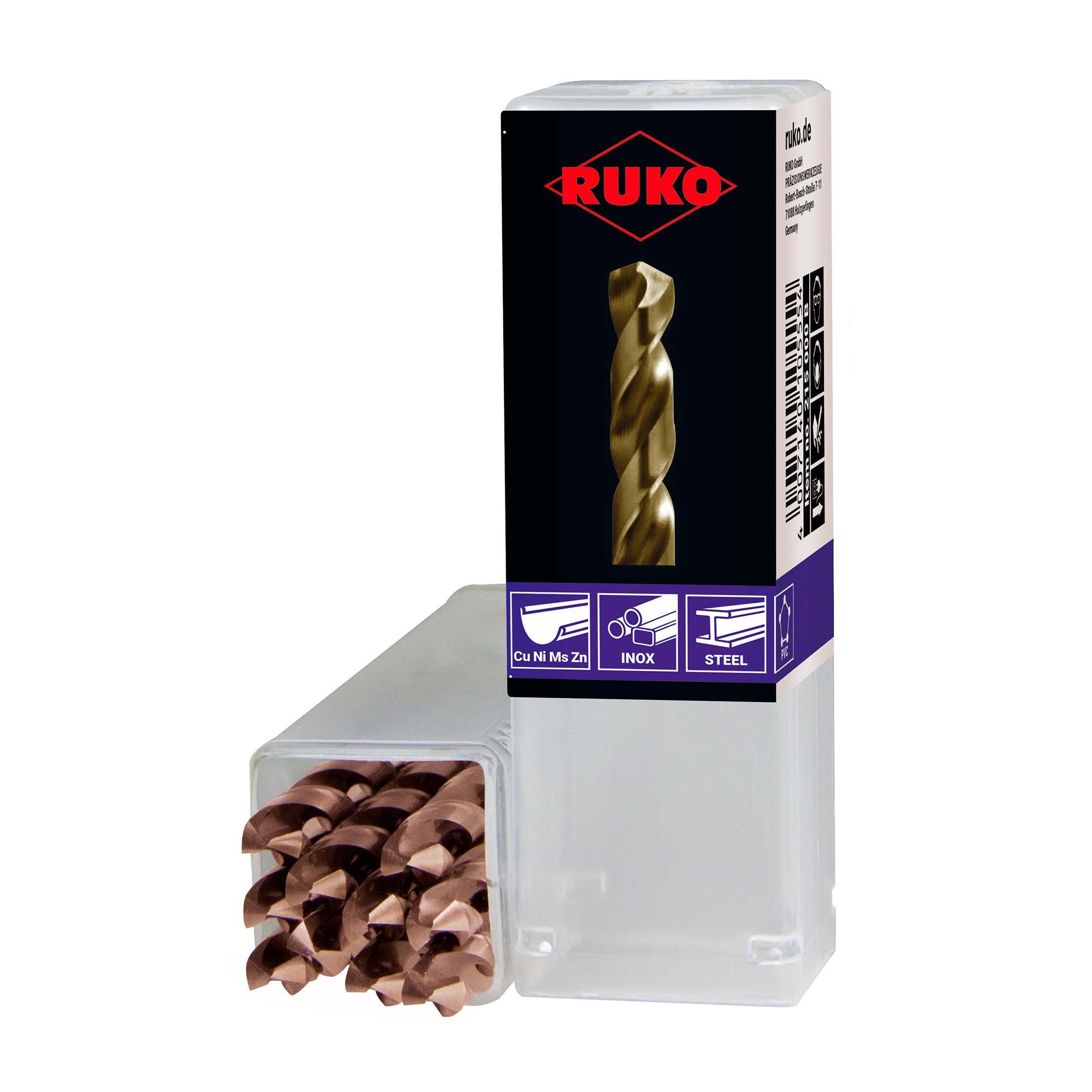 Сверло по металлу цилиндрический хвостовик 6,5x101/63мм DIN338 h8 5xD HSSE-Co5 VA 130 градусов RUKO 215065