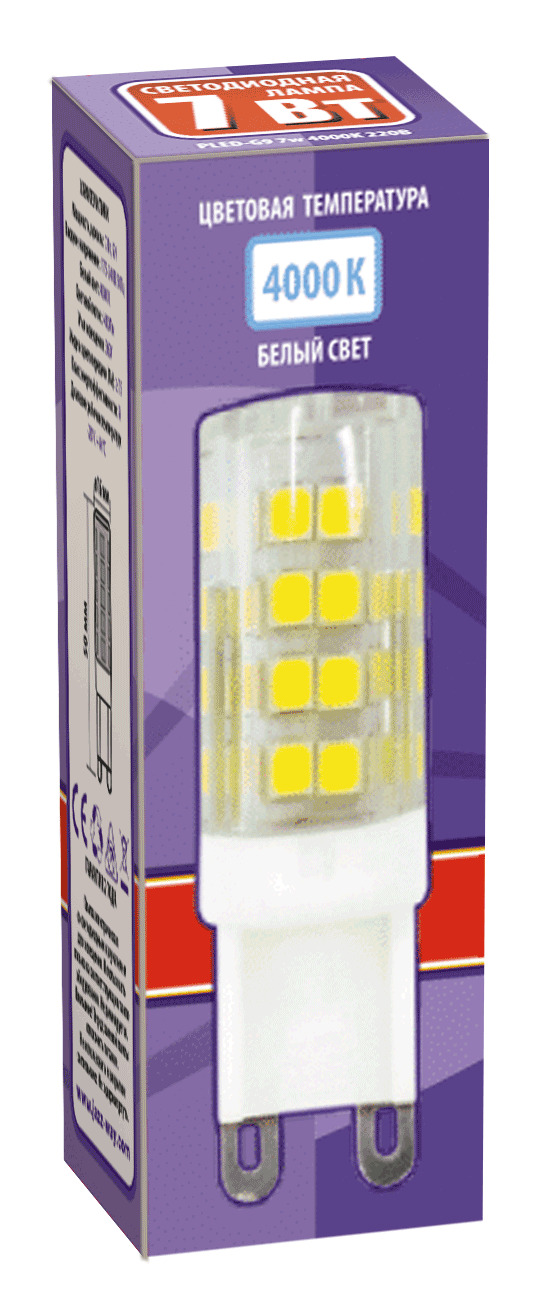 Лампа светодиодная LED 7Вт G9 400Лм 220V/50Hz белый JazzWay 1039095B