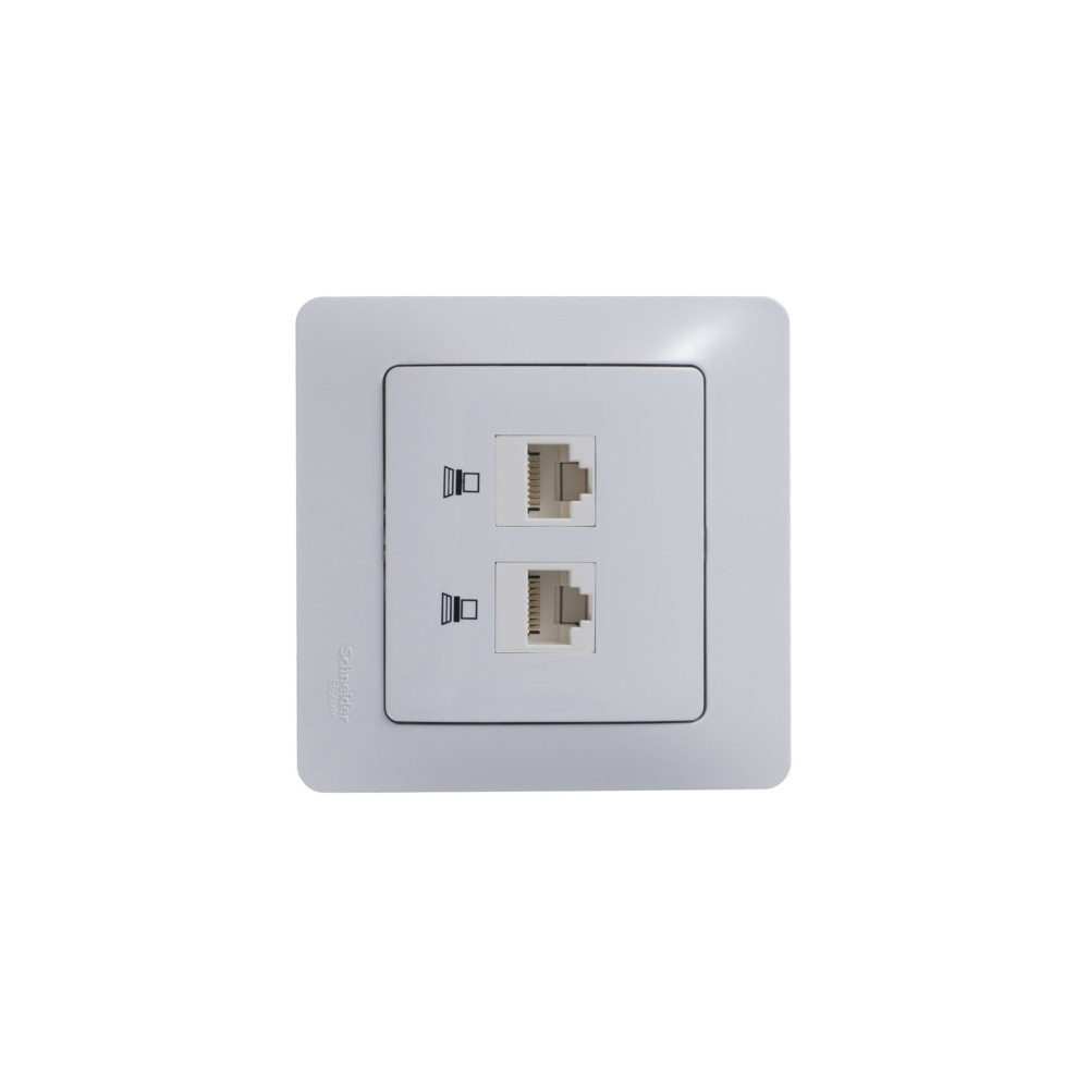 Розетка Glossa двойная компьютерная RJ45 + RJ45 кат.5E механизм белый Systeme Electric GSL000185KK