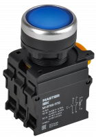 Кнопка с подсвет. и фикс. d=22мм 1NO+1NC синяя MASTER IEK MI-BT60-11TD-3-11-K07
