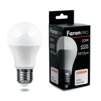 Лампа светодиодная LED 20вт Е27 белый .PRO FERON LB-1020 38042