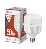 Лампа светодиодная LED-HP-PRO 50Вт 230В Е27 с адаптером E40 4000К 4750Лм IN HOME IN-HOME 4690612031118
