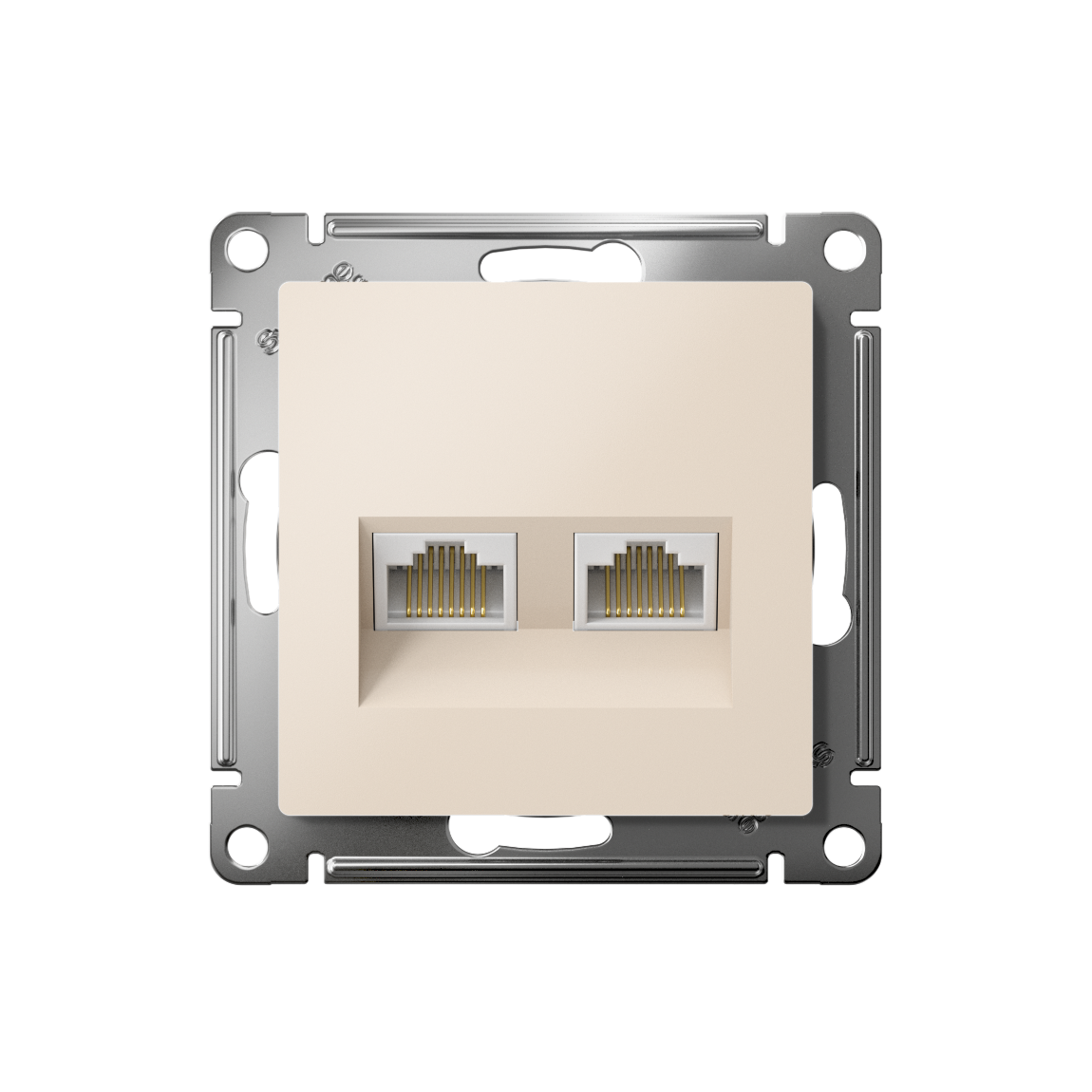 Розетка ATLASDESIGN двойная компьютерная RJ45+RJ45 категория 5E механизм бежевый Systeme Electric ATN000285