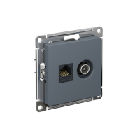 Розетка ATLASDESIGN двойная компьютерная+ТВ RJ45+TV категория 5E механизм грифель Systeme Electric ATN000789