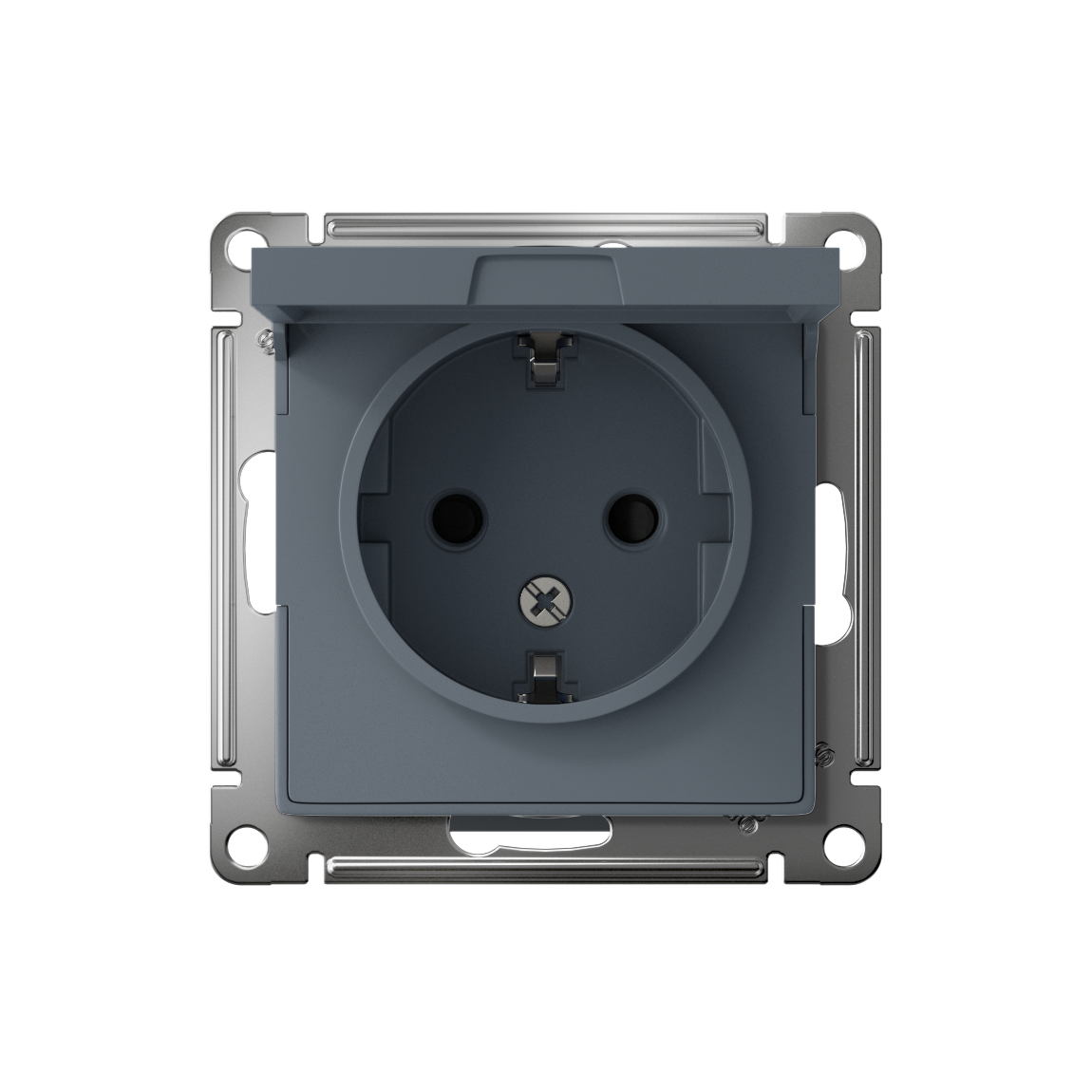 Розетка ATLASDESIGN с заземлением со шторками с крышкой 16А IP20 механизм грифель Systeme Electric ATN000746