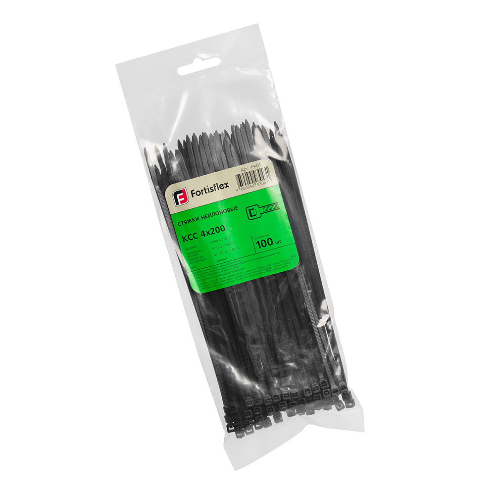Стяжка нейлоновая КСС 4x200 (черн) (100шт) КВТ 49411