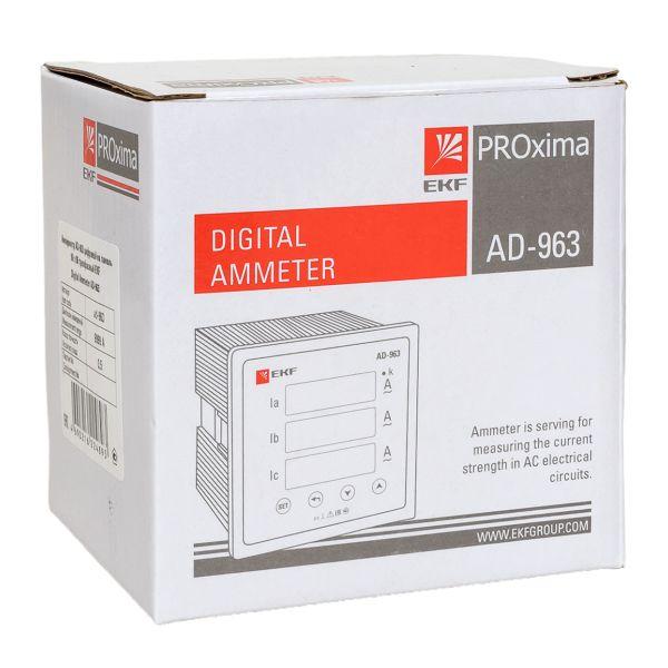Амперметр AD-963 цифровой на панель (96х96) трехфазный EKF PROxima ad-963