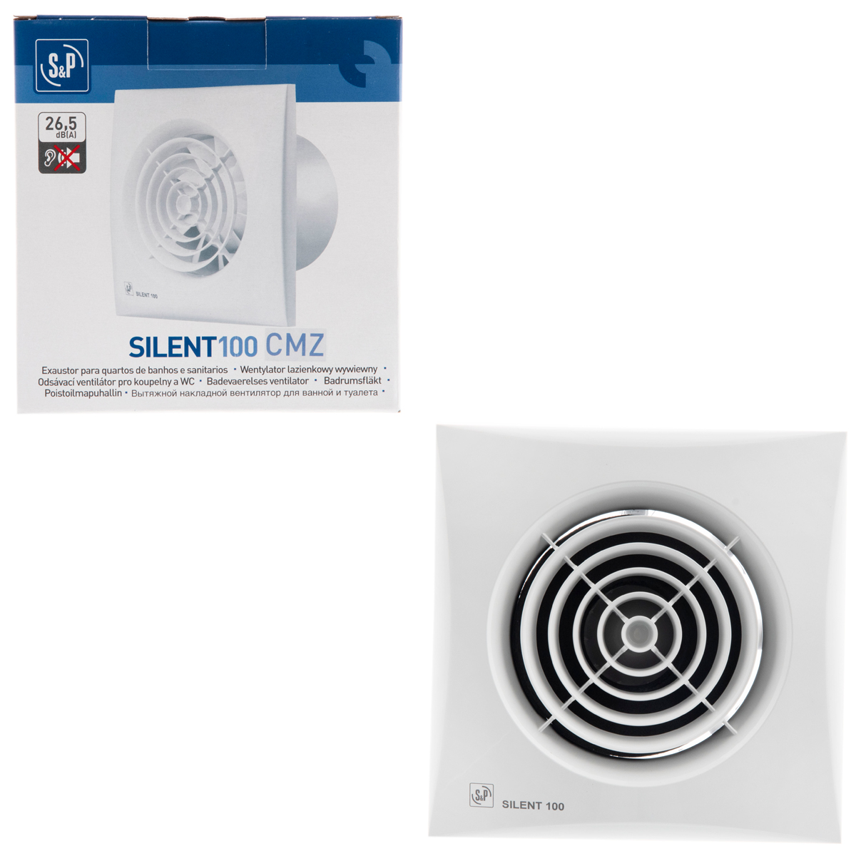 Вентилятор вытяжной Silent-100 CMZ со шнуровым выключателем Soler & Palau 5210400800 03-0103-151