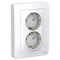BLANCA скрытой установки розетка двойная с заземлением со шторками, 16А, 250В, белый Systeme Electric BLNRS001121