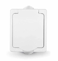 Розетка Аллегро с заземлением с защитной шторкой с крышкой IP54 белая UNIVersal 5563286