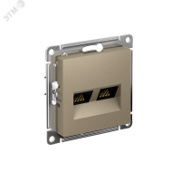Розетка ATLASDESIGN двойная компьютерная RJ45+RJ45 категория 5E механизм шампань Systeme Electric ATN000585
