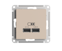 ATLASDESIGN USB РОЗЕТКА A+A, 5В/2,1 А, 2х5В/1,05 А, механизм, ПЕСОЧНЫЙ Systeme Electric ATN001233