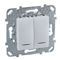 UNICA Переключатель двухклавишный с индикацией в рамку белый Schneider Electric MGU5.0303.18NZD