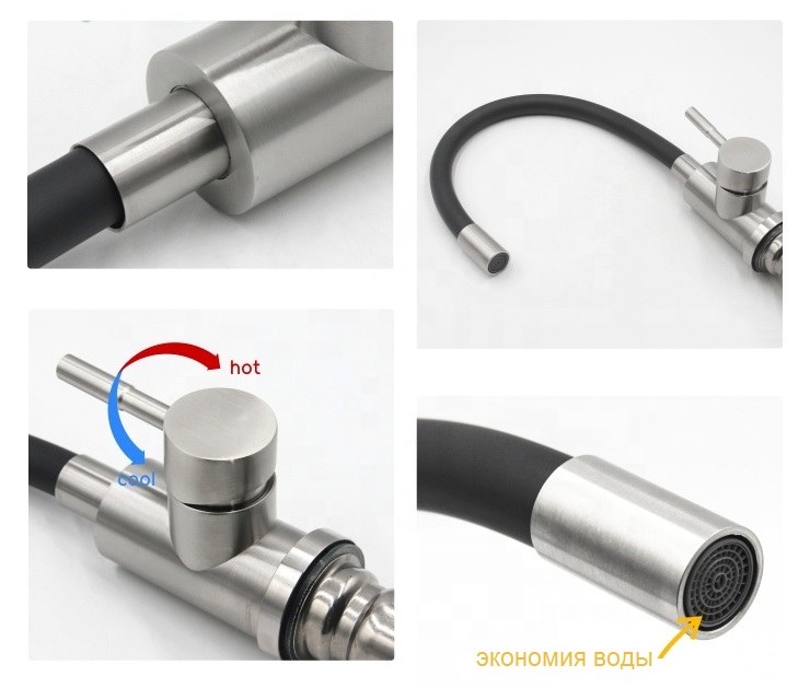 Смеситель для кухни TSB-114-BL002 гибкий излив ЧЕРНЫЙ тип См-МОЦБА TSARSBERG