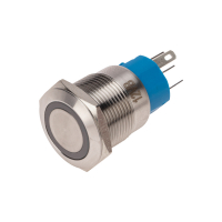 Кнопка антивандальная 19 12В Фикс (5c) ON-OFF/OFF-ON подсв/синяя REXANT 36-3421