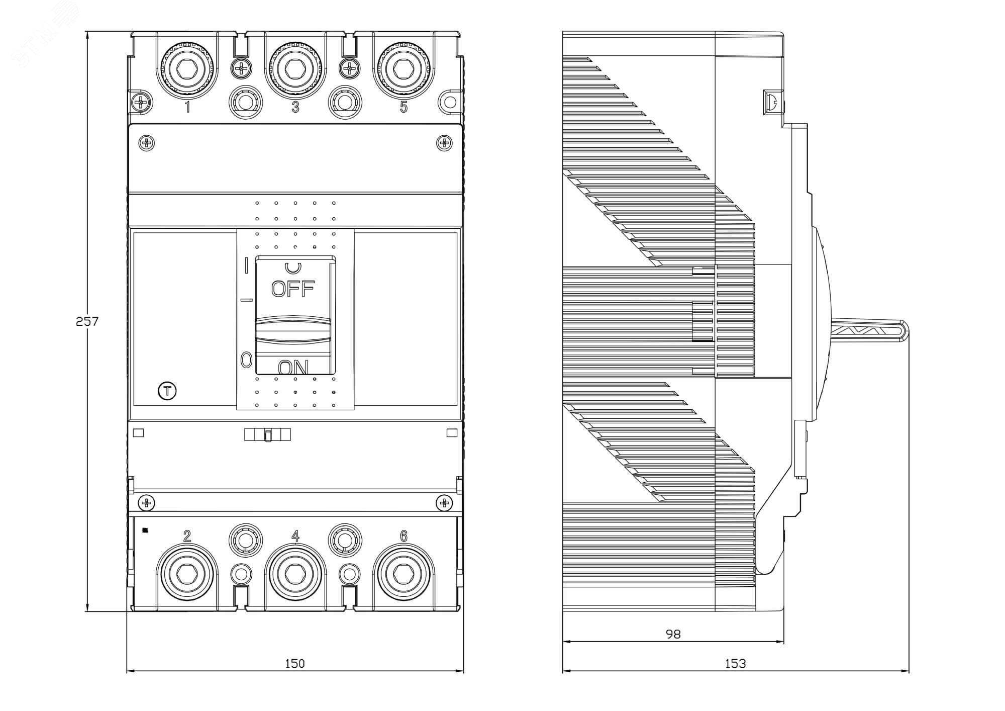 Выключатель автоматический YON MGS400 3P 240-300A 60kA DKC MGS400S-3TAMF0300