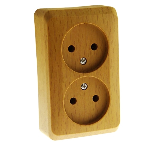 ЭТЮД Розетка двойная наружная без заземления без шторок Бук Systeme Electric PA16-005T