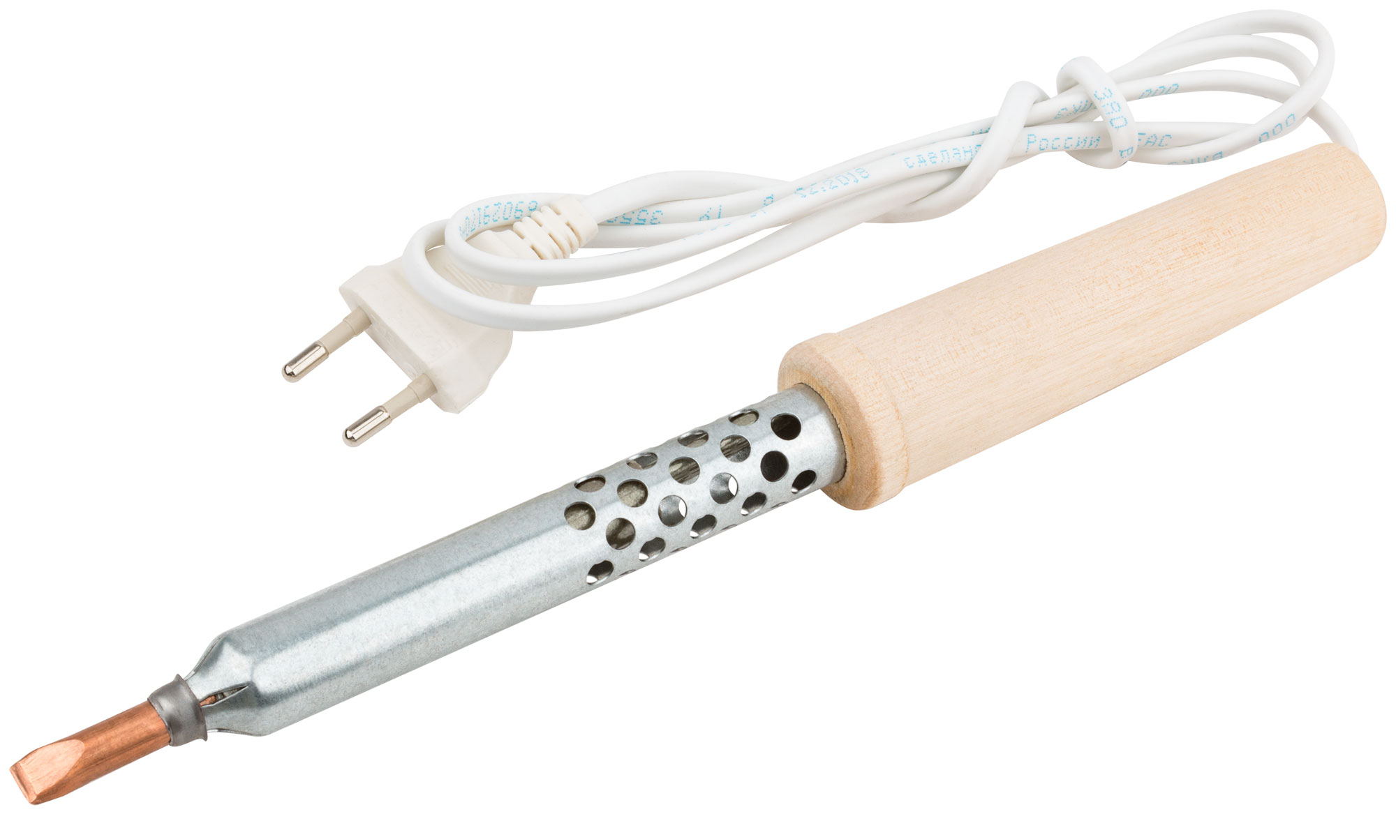 Паяльник 220 В, деревянная ручка 80 Вт РОС 60508