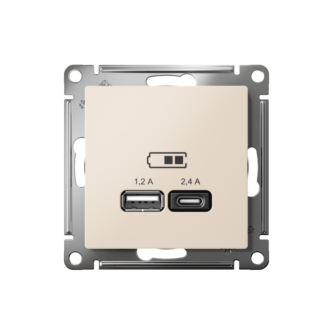 РОЗЕТКА USB ATLASDESIGN A+С, 5В/2,4А, 2х5В/1,2А, механизм, БЕЖЕВЫЙ Systeme Electric ATN000239