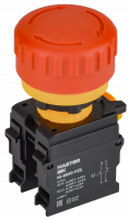Кнопка Грибок поворот. с фикс. 1NO+1NC красная MASTER IEK MI-BG60-11ZS-3-23-K04