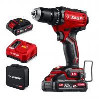 Дрель-шуруповерт, бесщеточная 20 В, 65 Н·м, 2 АКБ LMS 2 А·ч, сумка ЗУБР ДБ-65-22