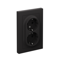 Розетка ATLASDESIGN двойная с заземлением 16А в сборе карбон Systeme Electric ATN001024