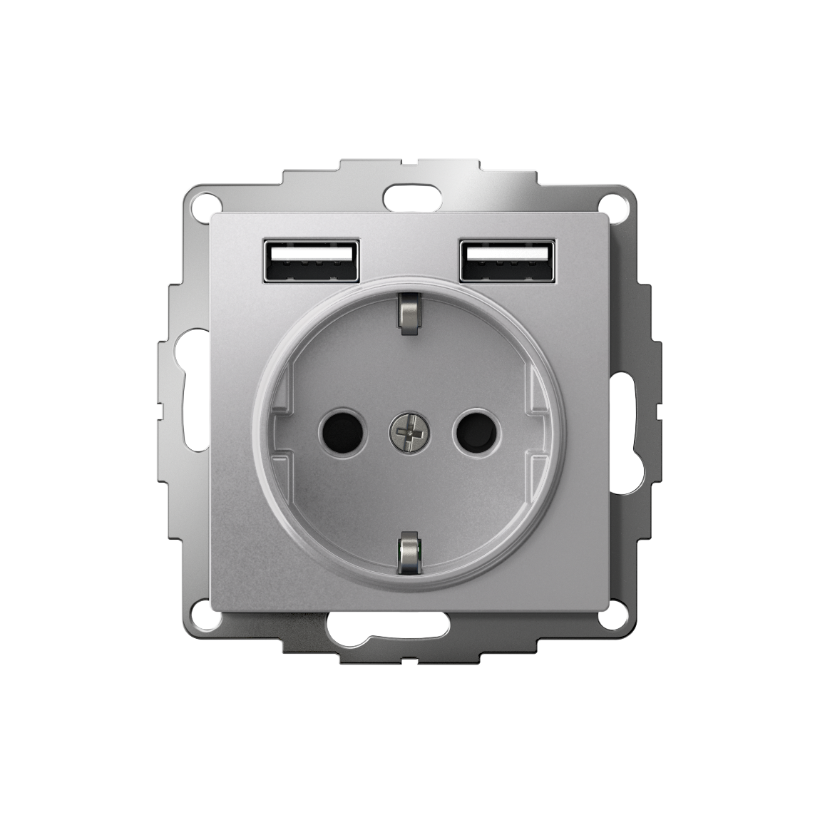 РОЗЕТКА ATLASDESIGN 16А c 2 USB A+A, 5В/2,4А, 2х5В/1,2А, механизм, АЛЮМИНИЙ Systeme Electric ATN000330
