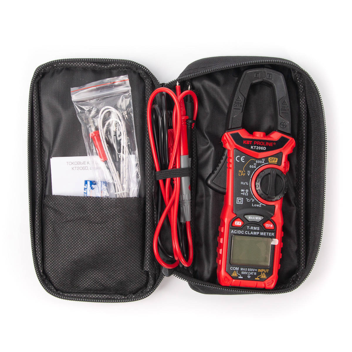 Токовые клещи цифровые КТ 206D серия PROLINE КВТ 80753