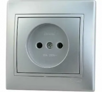 MIRA Розетка без заземления металлик серая Lezard 701-1010-121