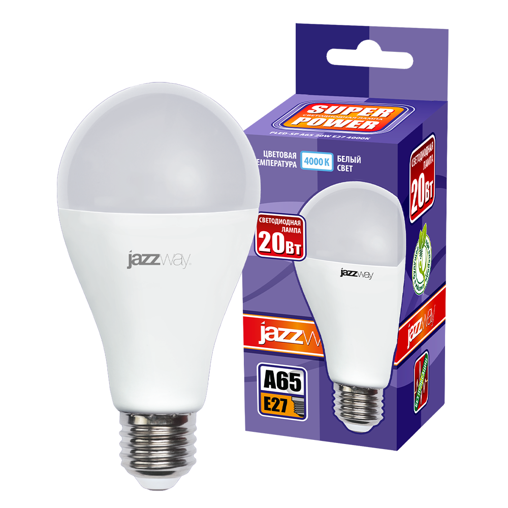 Лампа светодиодная LED 20w E27 4000K груша 230/50 JazzWay 5019669A